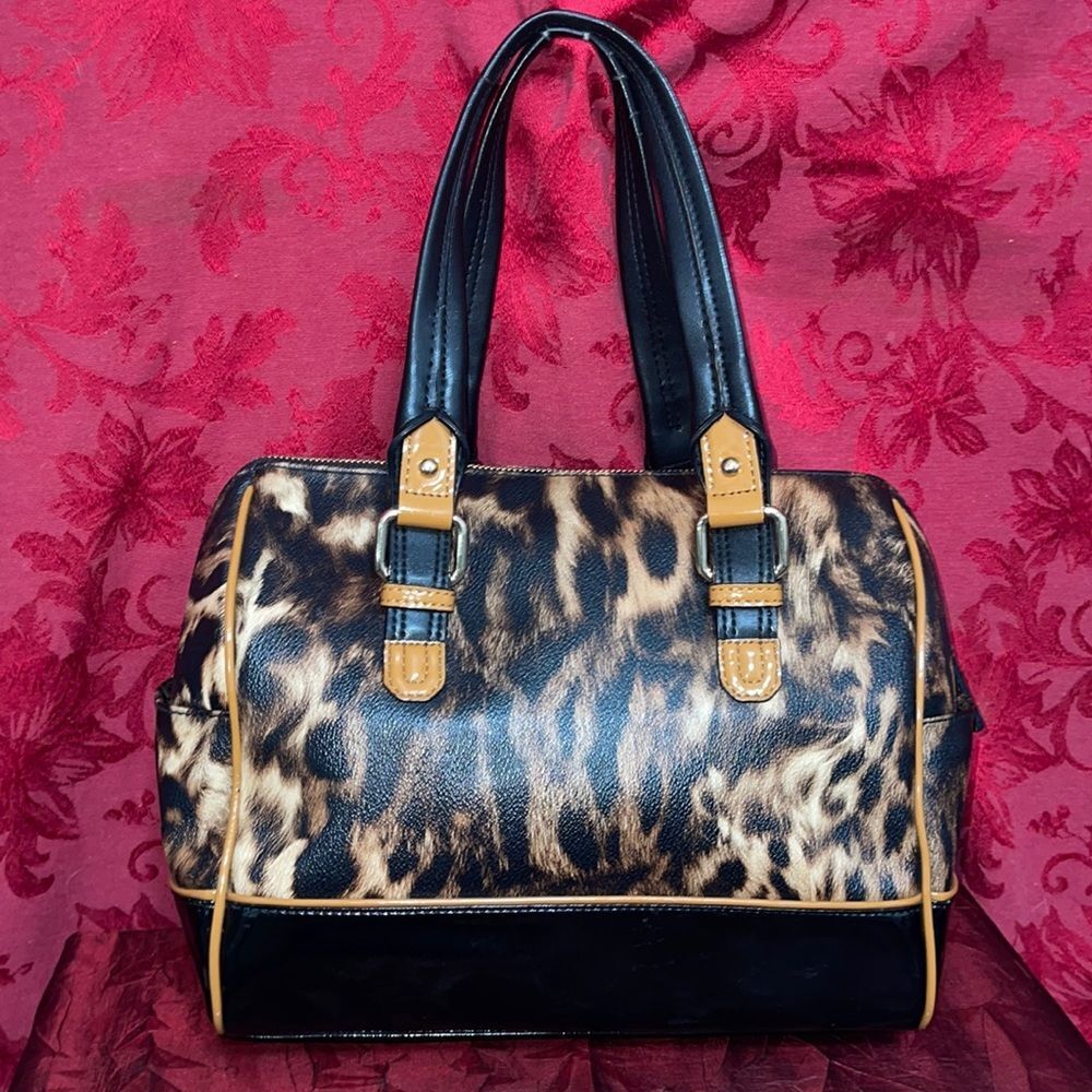 Calvin Klein Leather/Patent Leather Leopard Cheetah print bag‎